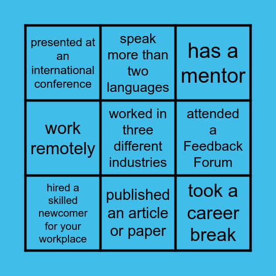 Feedback Forum BINGO! Bingo Card