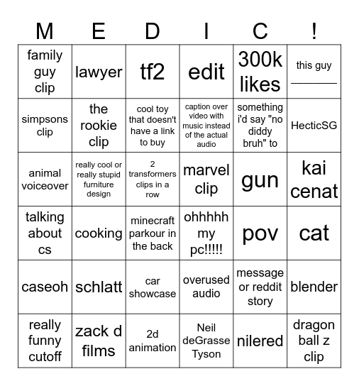 fyp bingo v2.1 Bingo Card