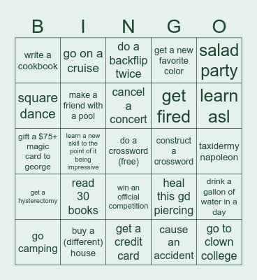 Casey 2025 Bingo Card