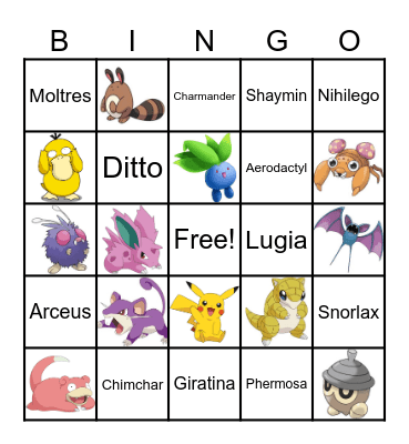 Pokemon Bingo Card