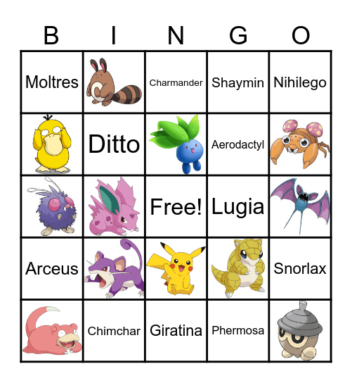 Pokemon Bingo Card