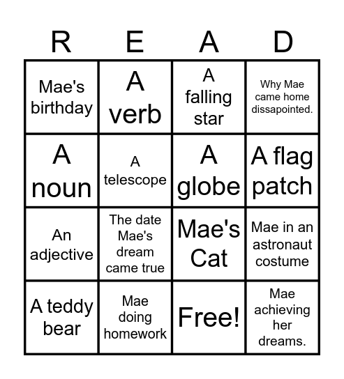 Mae Among the Stars Bingo Card
