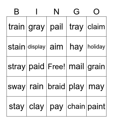 ai/ay Bingo Card