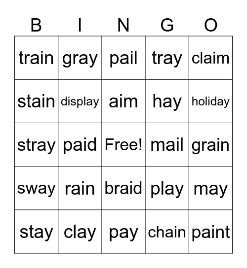 ai/ay Bingo Card