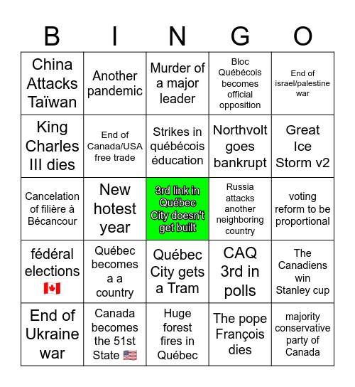 Bingo 2025 Bingo Card