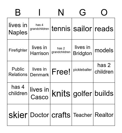 2025 Lake Region/ Bridgton Rotary Bingo Card