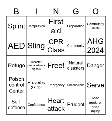 American Heritage Girls Bingo Card