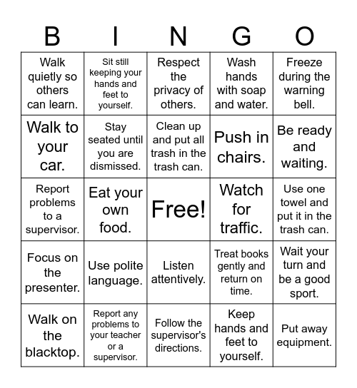 24-25 PBIS- Jim Thorpe Bingo Card