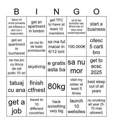 2025 Bingo Card