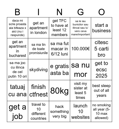 2025 Bingo Card