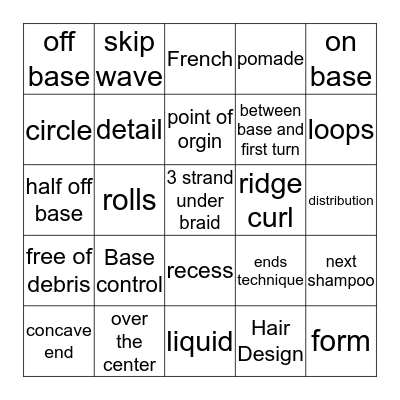 Hair Design Bingo Card