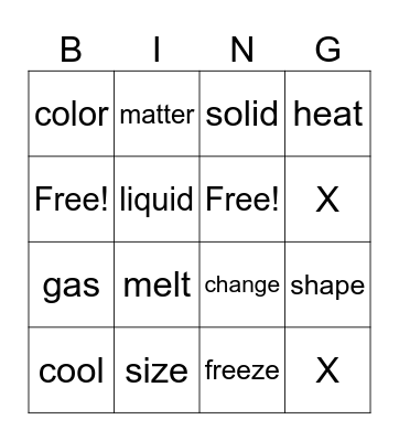 "It's Just a Phase" Vocabulary Bingo Card