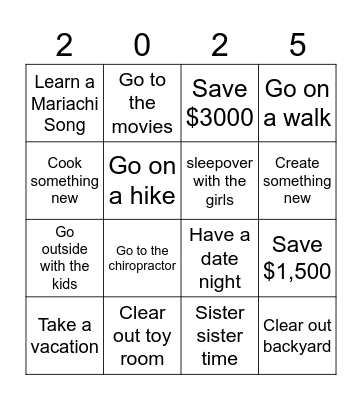 Sissy's 2025 BINGO Card