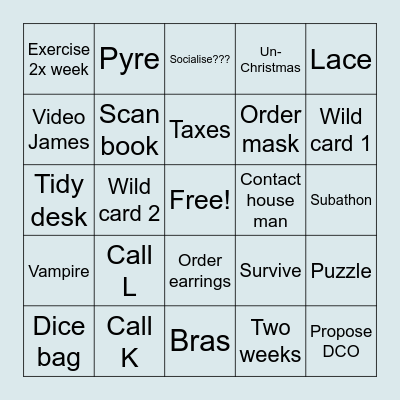 January Bingo Card