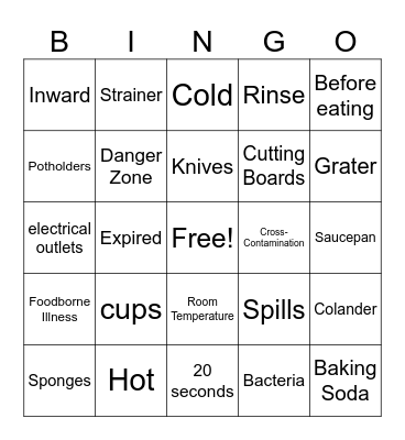 SAFETY & SANITATION Bingo Card