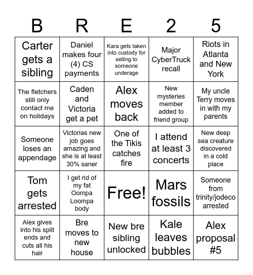 2025 Bingo Card