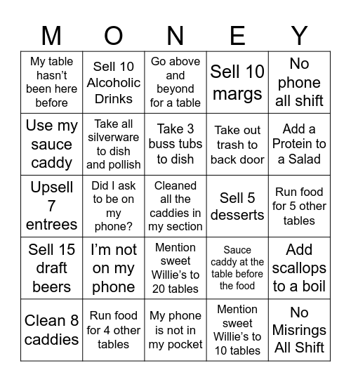 Server Bingo Card