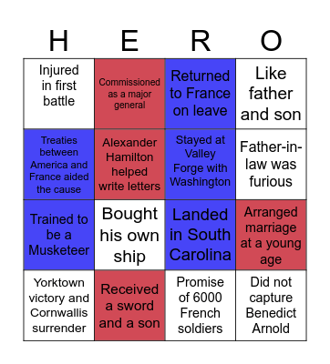 MARQUIS DE LAFAYETTE Bingo Card
