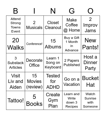 Bingo 2025 Bingo Card