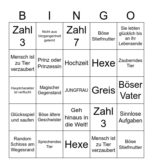 Märchen Bingo Card
