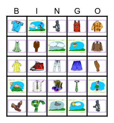 Clothing/Weather BINGO Card