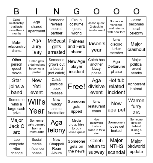 Aga bingo 2025 Bingo Card