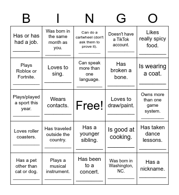 Find Someone Who... Bingo Card