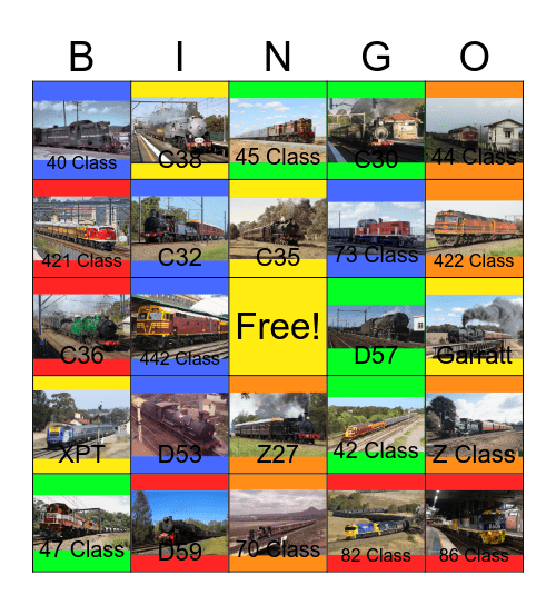 New South Wales Government Railways Bingo Card