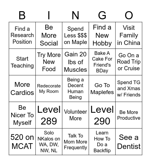 2025 GOALS Bingo Card