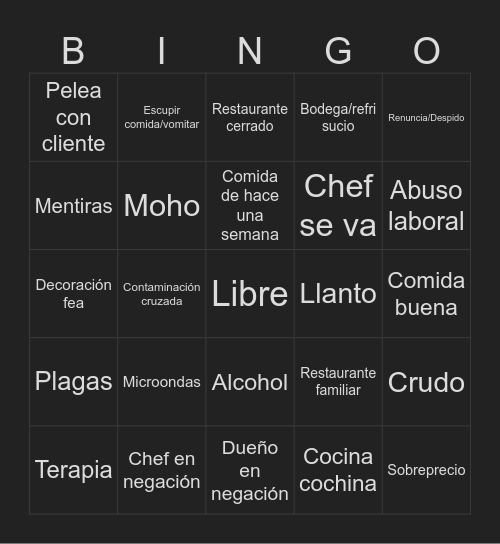 Bingo quesadilla es la cochina Bingo Card