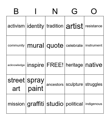 Street Art Bingo Card