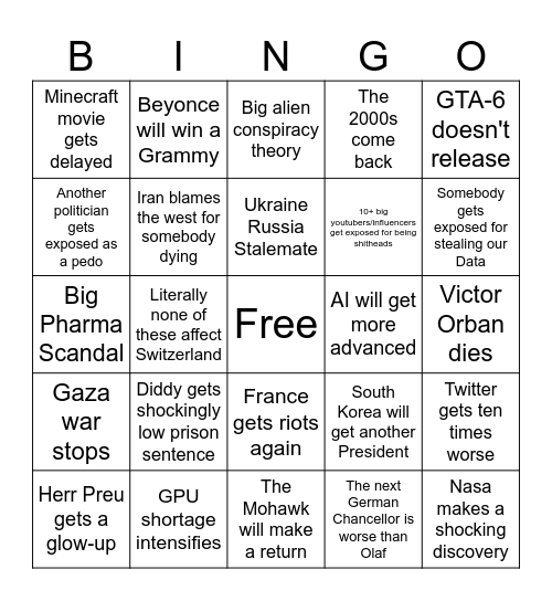 2025 Bingo Card