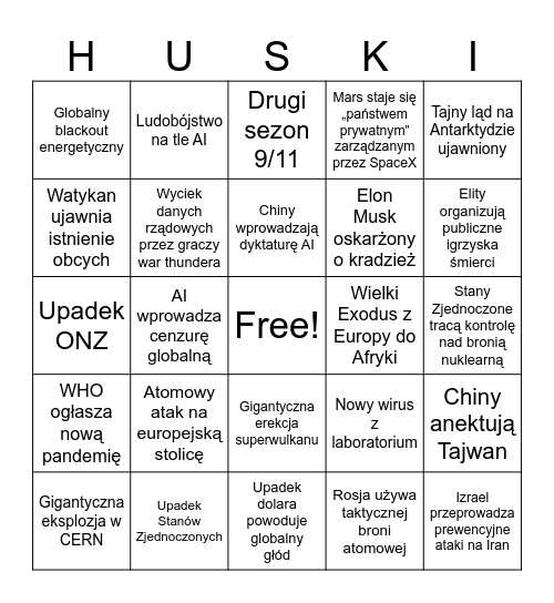 Przepowiednia 2024 Bingo Card