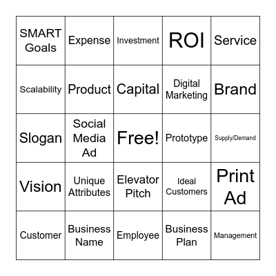 Entrepreneurship Bingo Card