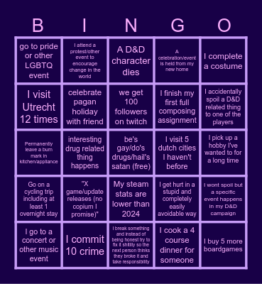 2025 Bingo Card