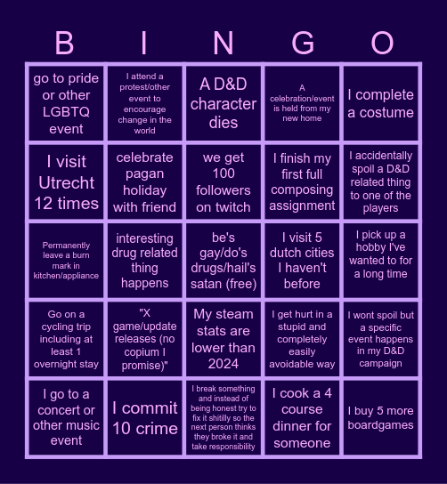 2025 Bingo Card