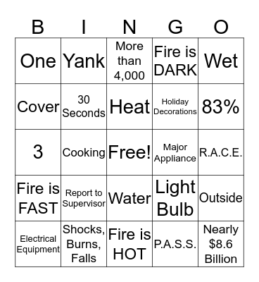 Discovery Care Centre - Fire Safety Bingo Card