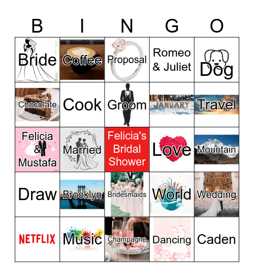 Felicia's Bridal Bingo Card