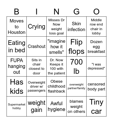 600 lb life Bingo Card