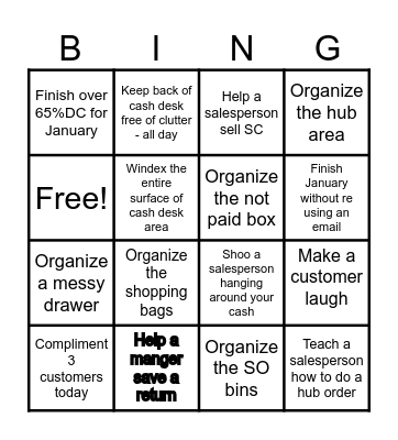 CASHIER BINGO!!! Bingo Card