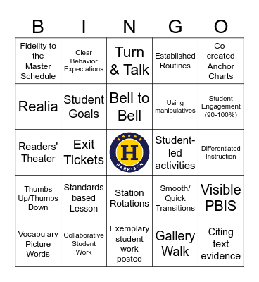 FIVE STAR TEACHING Bingo Card