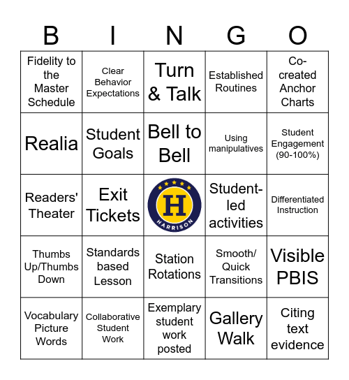 FIVE STAR TEACHING Bingo Card