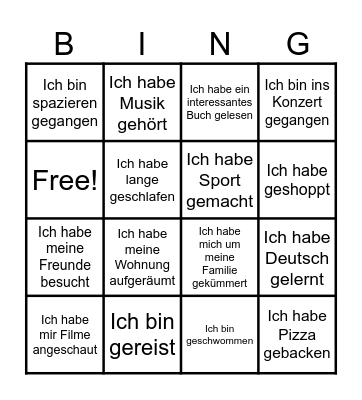 Ferien Bingo Card