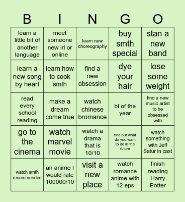 2025 GOALS Bingo Card