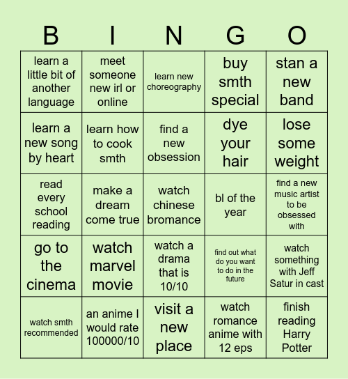 2025 GOALS Bingo Card