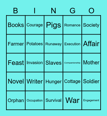 Guernsey Literary and Potato Society Bingo Card