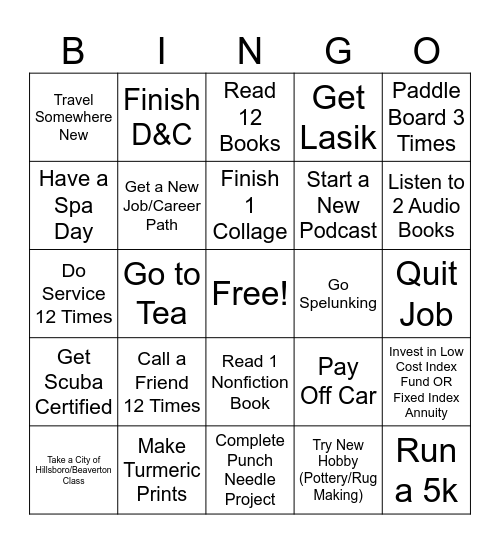 2025 Bingo Card