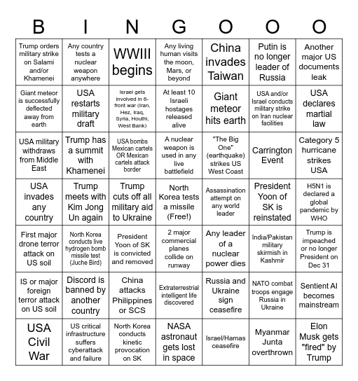 2025 Bingo Card