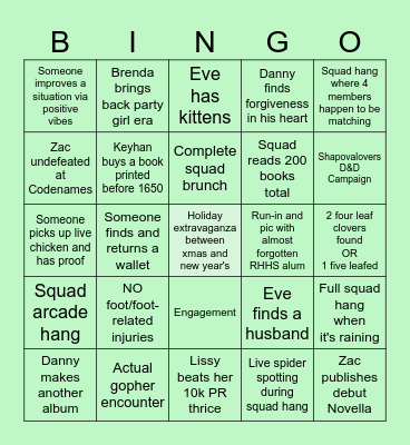 Shapovalovers 2025 Bingo Card