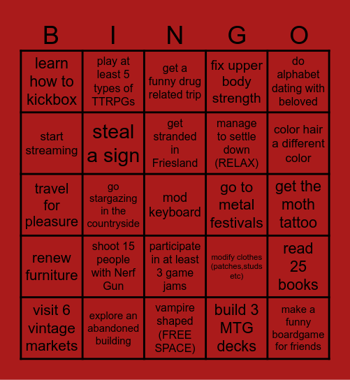 Beau's Bingo Card 2025 Bingo Card